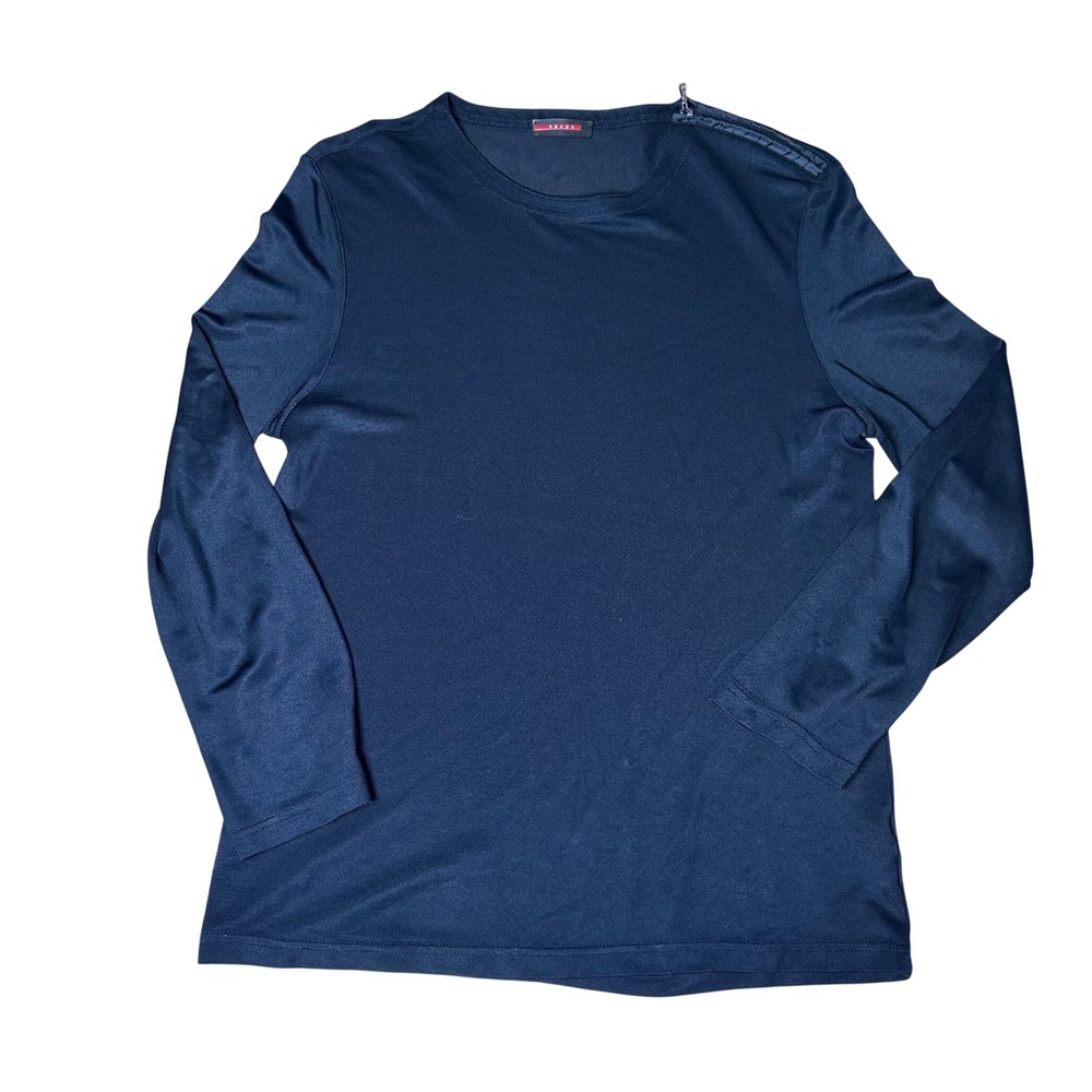 Prada Linea Rossa black long Sleeve Technical Zip Shoulder Top Made in Italy